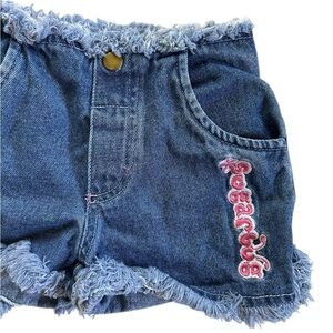 Vintage Buster Brown Sugar Bug Fringe Denim Shorts Girls Toddler Size 3T